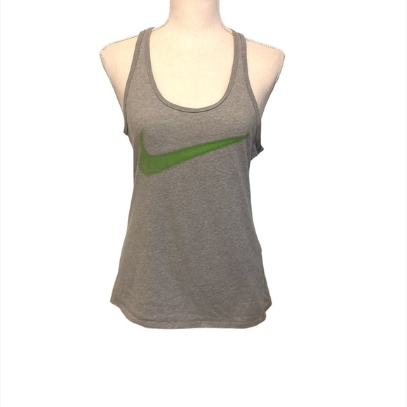 THE NIKE TEE Tank Top Women's Size Medium Gray Green Dri-Fit Athletic Cut - Picture 9 of 9